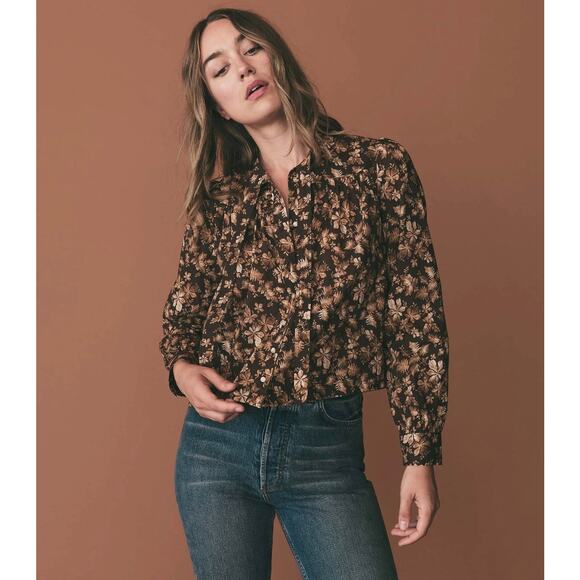 Doen Norma Fern Grove Floral Top Womens XS Brown NWT - Picture 1 of 7